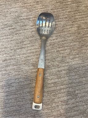 Gibson Stainless Steel Metal Slotted Serving Spoon with Wooden Handle
